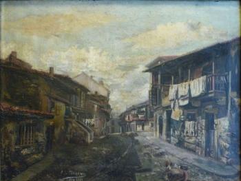 Pinacoteca :: Barrio de Cimadevilla (1921, Antonio López Serrano). Óleo.