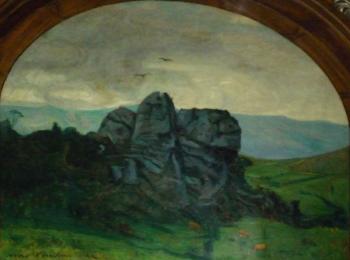Otros objetos artísticos :: Paisaje de montaña (Manuel Medina Díaz, 1881 - 1955. Mural en la Sala Constitución)
